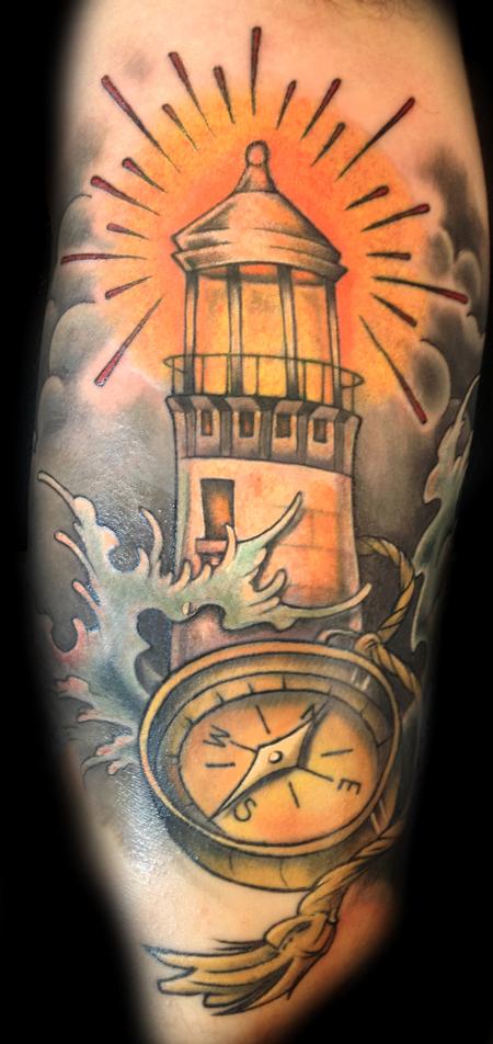 Mathew Clarke - light house tattoo